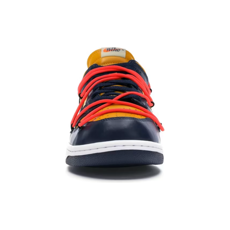 Nike Dunk Low Off White University Gold Midnight Navy by Nike in Shoes. Available at KershKicks for £585.00. A must-have for fans of Nike looking to elevate their style with this Shoes.