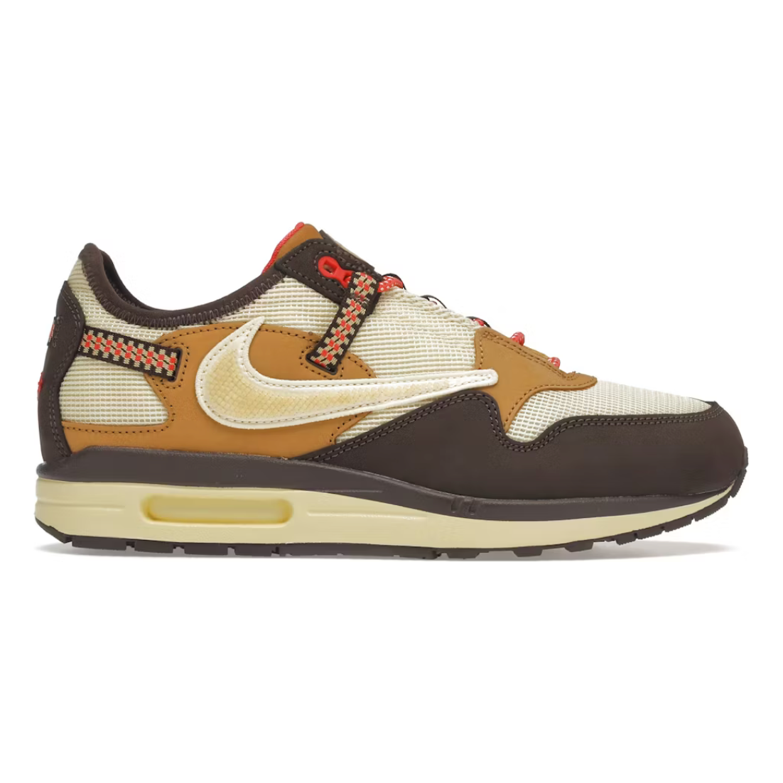 Nike Air Max 1 Travis Scott Cactus Jack Baroque Brown by Nike in Shoes. Available at KershKicks for £350.00. A must-have for fans of Nike looking to elevate their style with this Shoes.