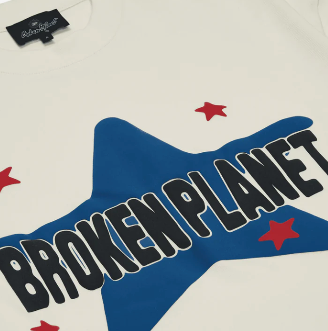 Broken Planet Star T-Shirt Vanilla White