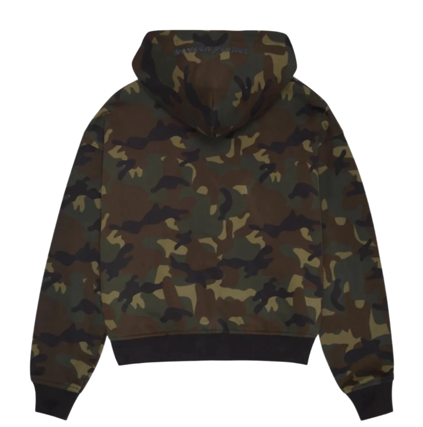 BROKEN PLANET MARKET PLANET ZIP-UP HOODIE CAMO GREEN