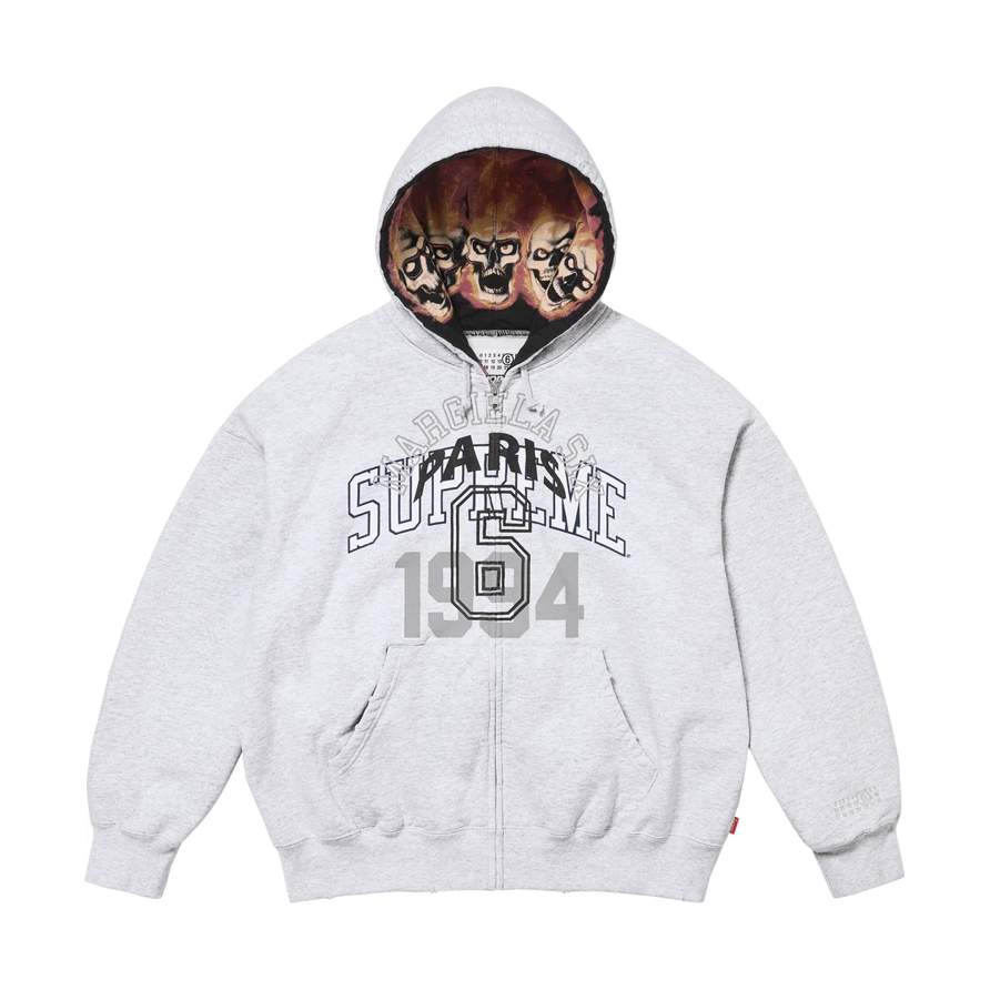 SUPREME/MM6 MAISON MARGIELA ZIP UP HOODED SWEATSHIRT ASH GREY