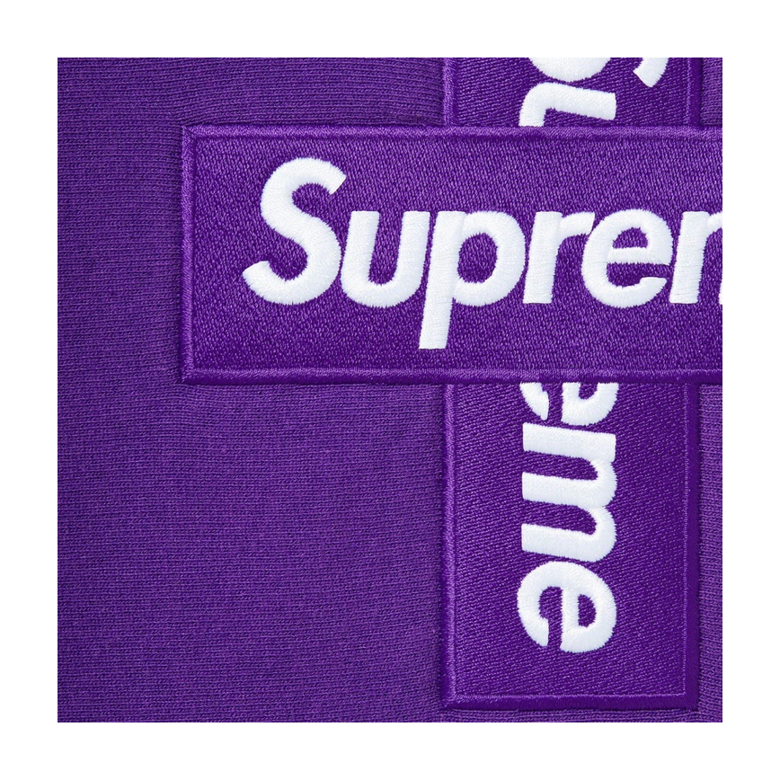 Supreme Cross Box Logo Hooded Sweatshirt Purple