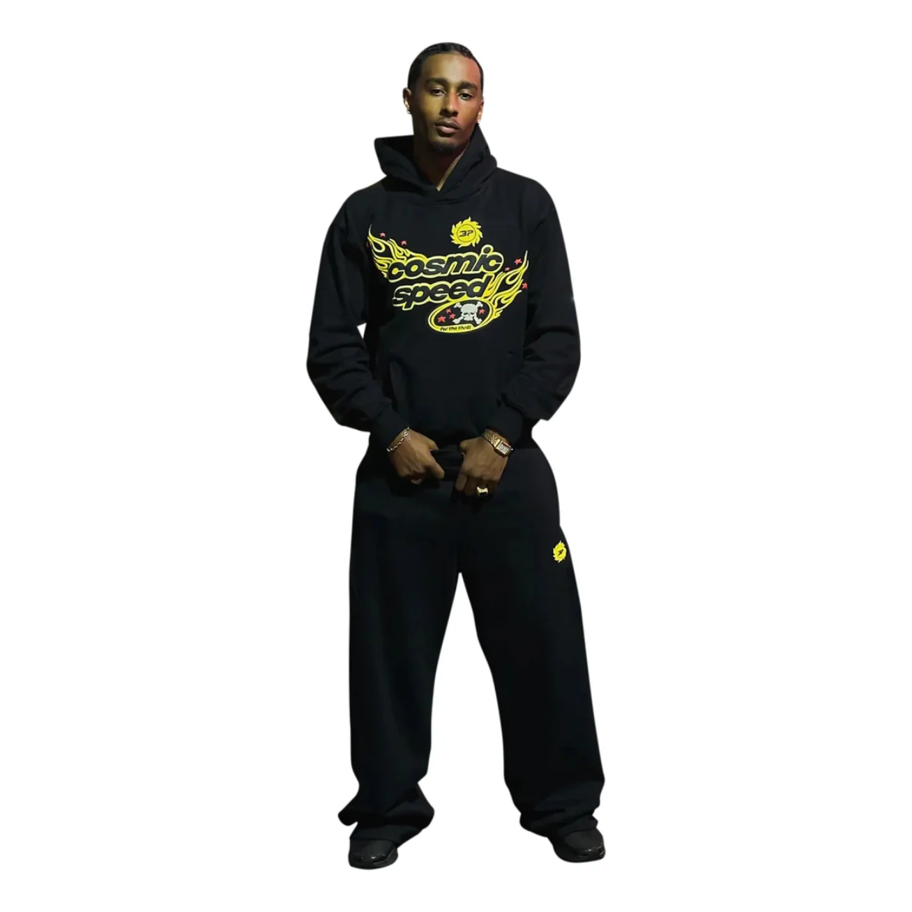 Cosmic Speed Wide-Leg Sweatpants Midnight Black