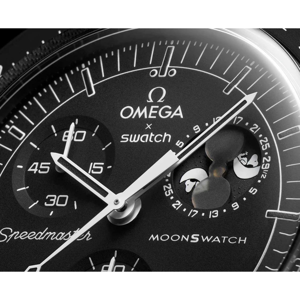 Swatch x Omega Bioceramic Moonswatch Mission to Moonphase Snoopy - Black