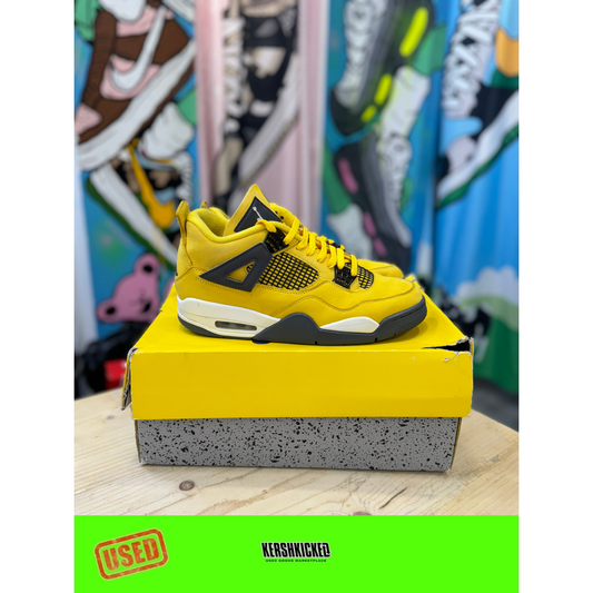 Jordan 4 Lightning Retro UK 9 by Jordan's in Shoes. Available at KershKicks for £150.00. A must-have for fans of Jordan's looking to elevate their style with this Kershkicked.