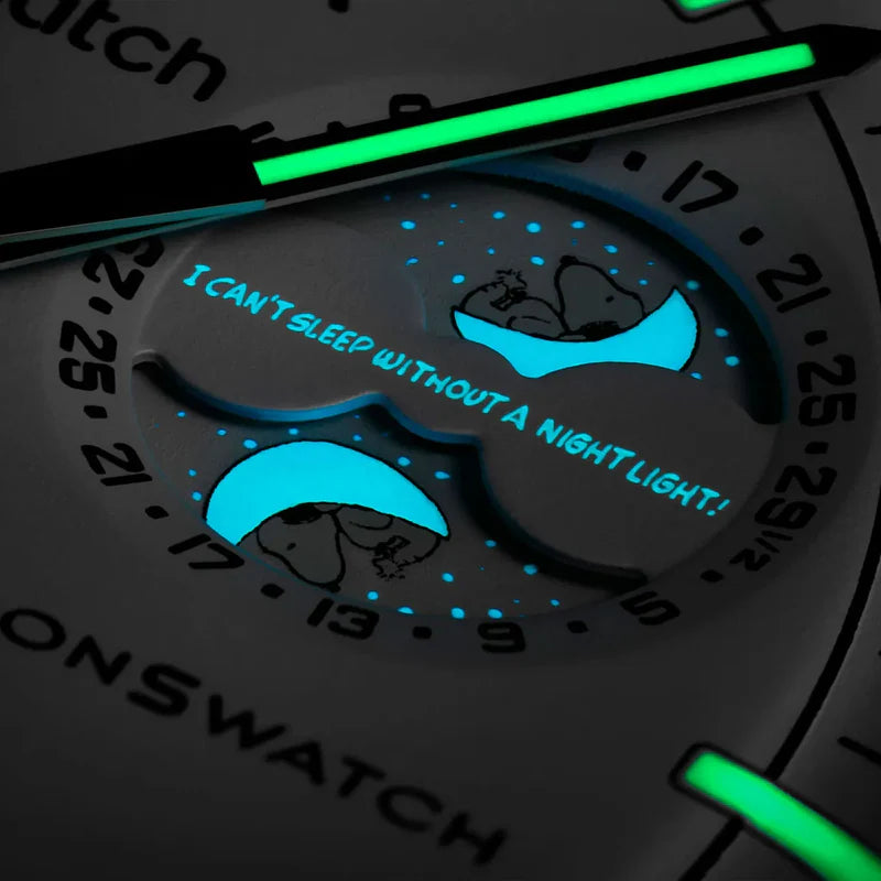 Swatch x Omega Bioceramic Moonswatch Mission to Moonphase Snoopy - Black