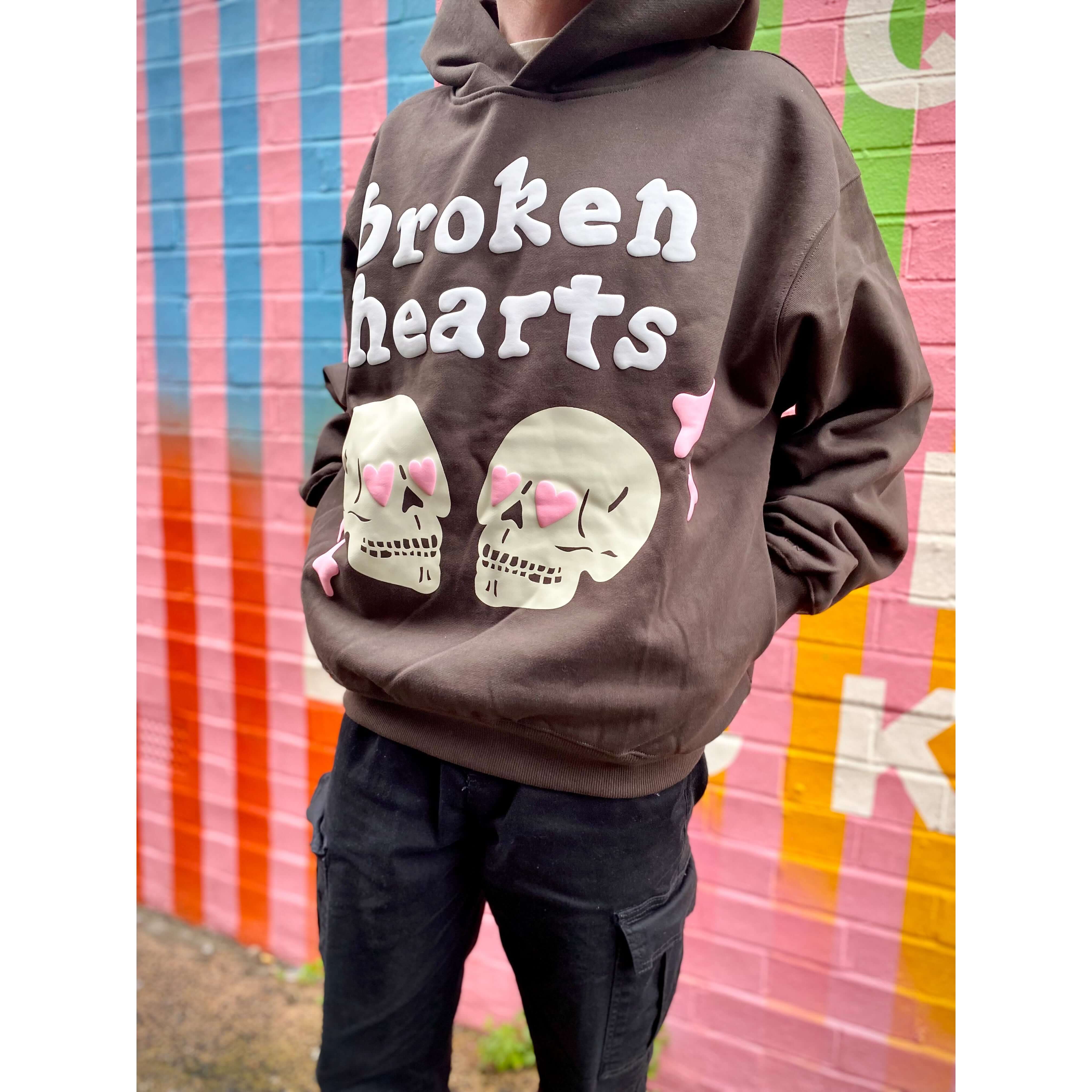 Broken Planet Market Broken Hearts Hoodie Brown