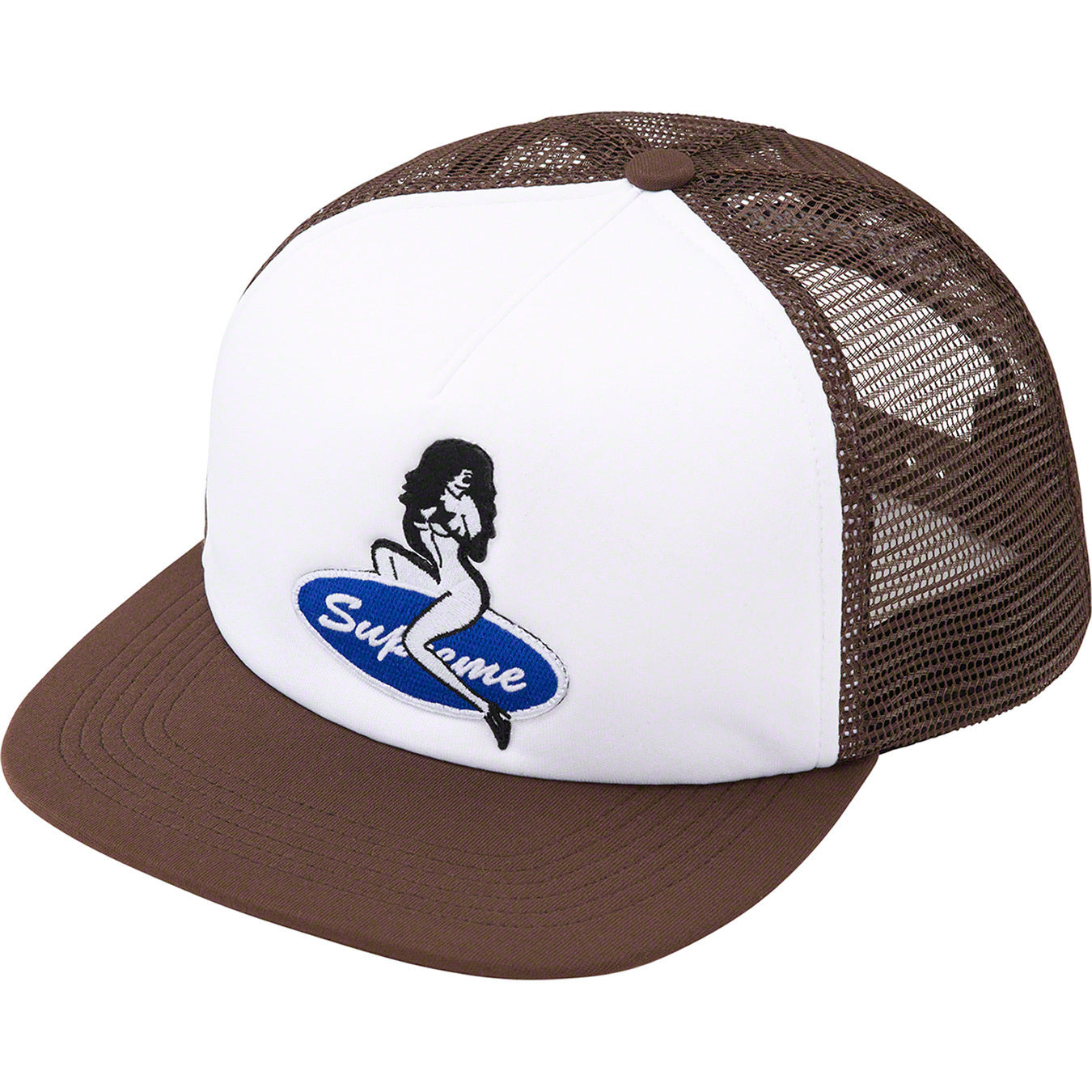 Supreme Pin Up Mesh 5-Panel Brown (FW22) by Supreme in Hats. Available at KershKicks for £75.00. A must-have for fans of Supreme looking to elevate their style with this Hats.