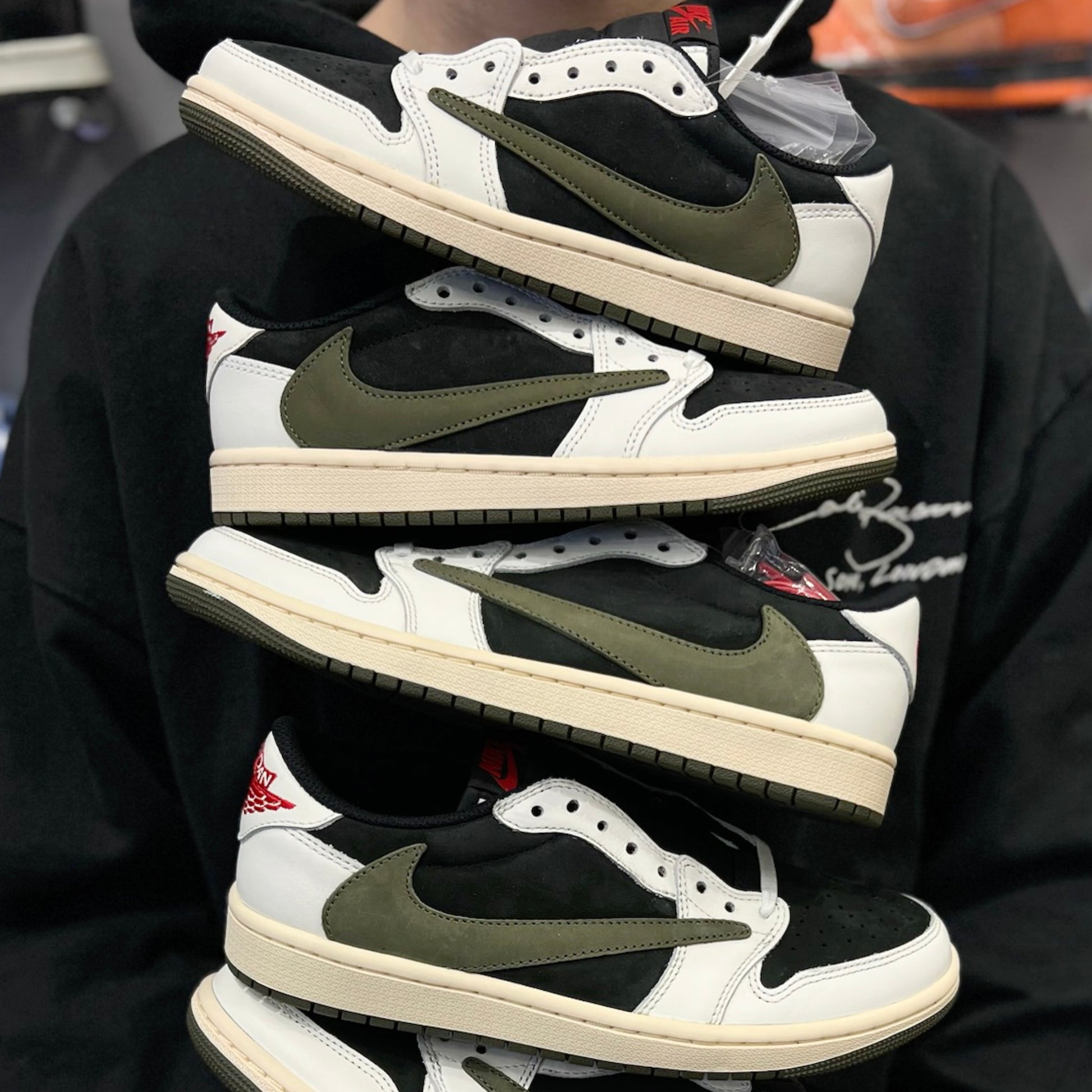 Jordan 1 Retro Low OG SP Travis Scott Olive (W) by Jordan's in Shoes. Available at KershKicks for £550.00. A must-have for fans of Jordan's looking to elevate their style with this Shoes.