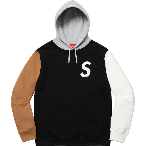 Supreme S Logo Colorblocked Hooded Sweatshirt - Black