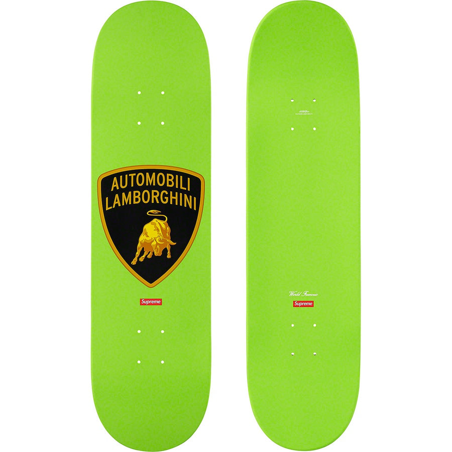 Supreme Automobili Lamborghini Skateboard Deck Lime by Supreme in . Available at KershKicks for £250.00. A must-have for fans of Supreme looking to elevate their style with this Skateboard.