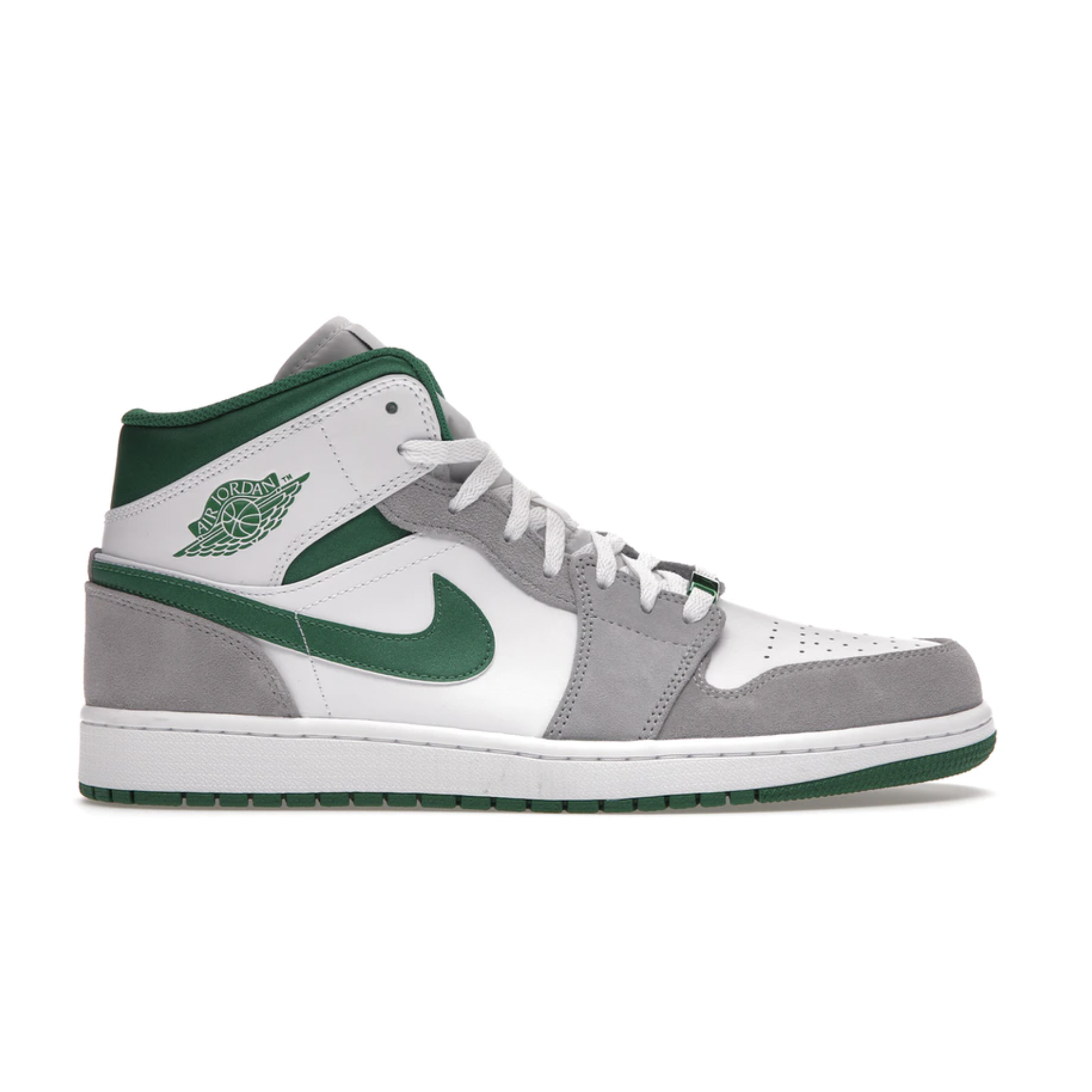 Jordan 1 Mid Grey Green by Jordan's in Shoes. Available at KershKicks for £185.00. A must-have for fans of Jordan's looking to elevate their style with this Shoes.