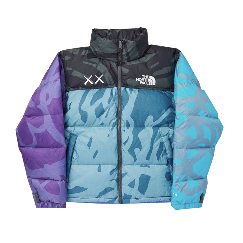 KAWS x The North Face Retro 1996 Nuptse Jacket Monterry Blue by Kaws in Shoes. Available at KershKicks for £600.00. A must-have for fans of Kaws looking to elevate their style with this Shoes.