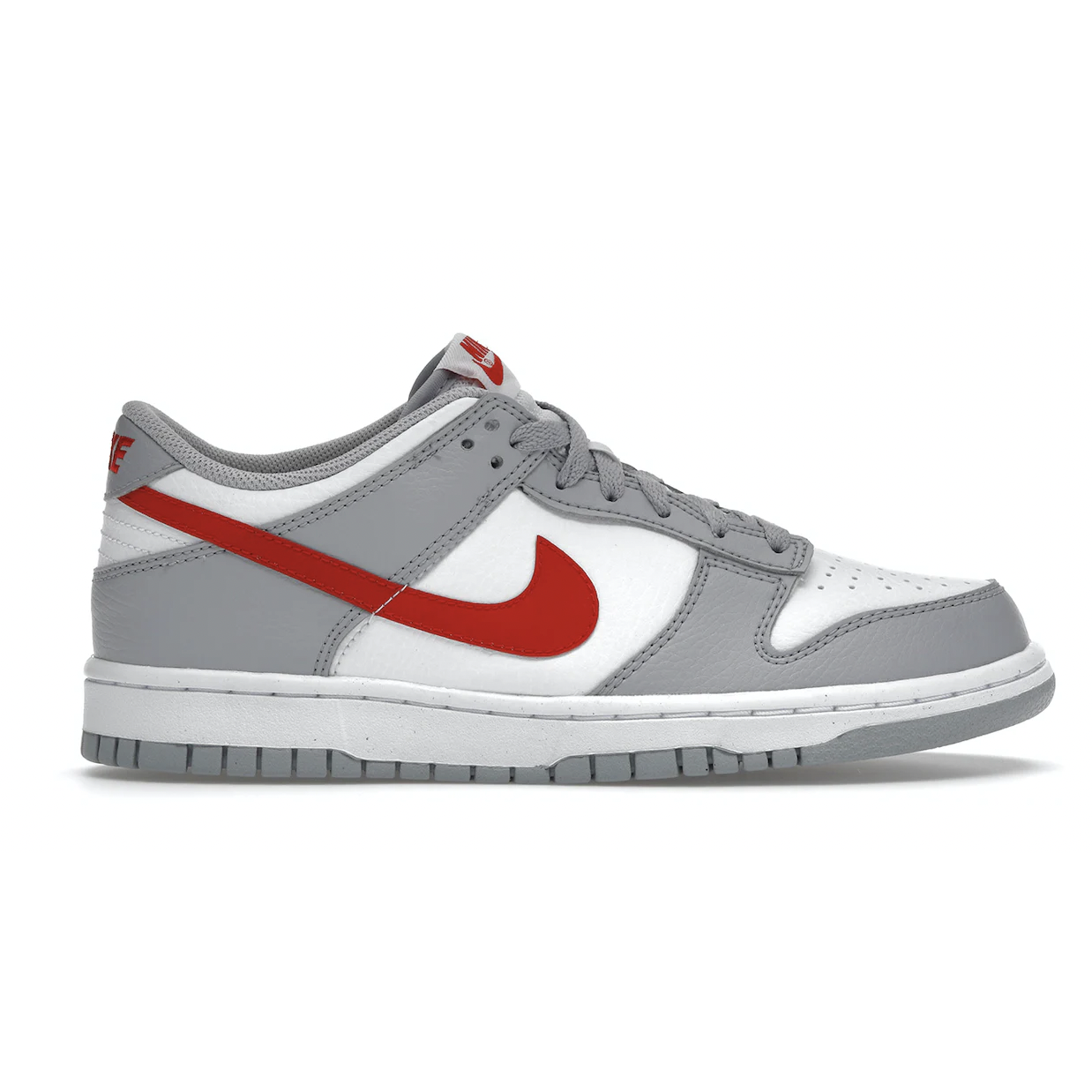 Nike Dunk Low White Grey Red (GS) by Nike in Shoes. Available at KershKicks for £110.00. A must-have for fans of Nike looking to elevate their style with this Shoes.