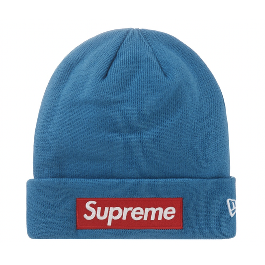 Supreme New Era Box Logo Beanie (FW22) Blue by Supreme in Hats. Available at KershKicks for £90.00. A must-have for fans of Supreme looking to elevate their style with this Hats.