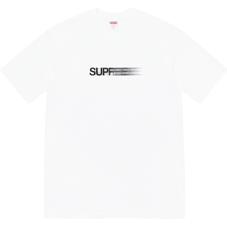 Supreme Motion Logo Tee (SS23) White by Supreme in . Available at KershKicks for £85.00. A must-have for fans of Supreme looking to elevate their style with this T-Shirt.