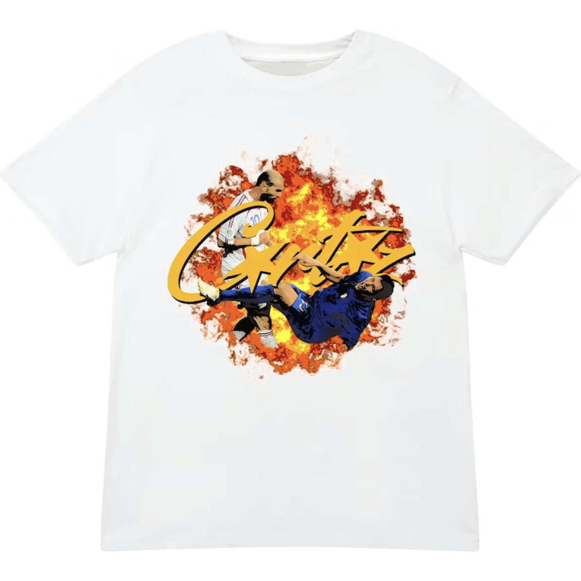 Corteiz Zizou Tee - White by Corteiz in . Available at KershKicks for £85.00. A must-have for fans of Corteiz looking to elevate their style with this T-Shirt.