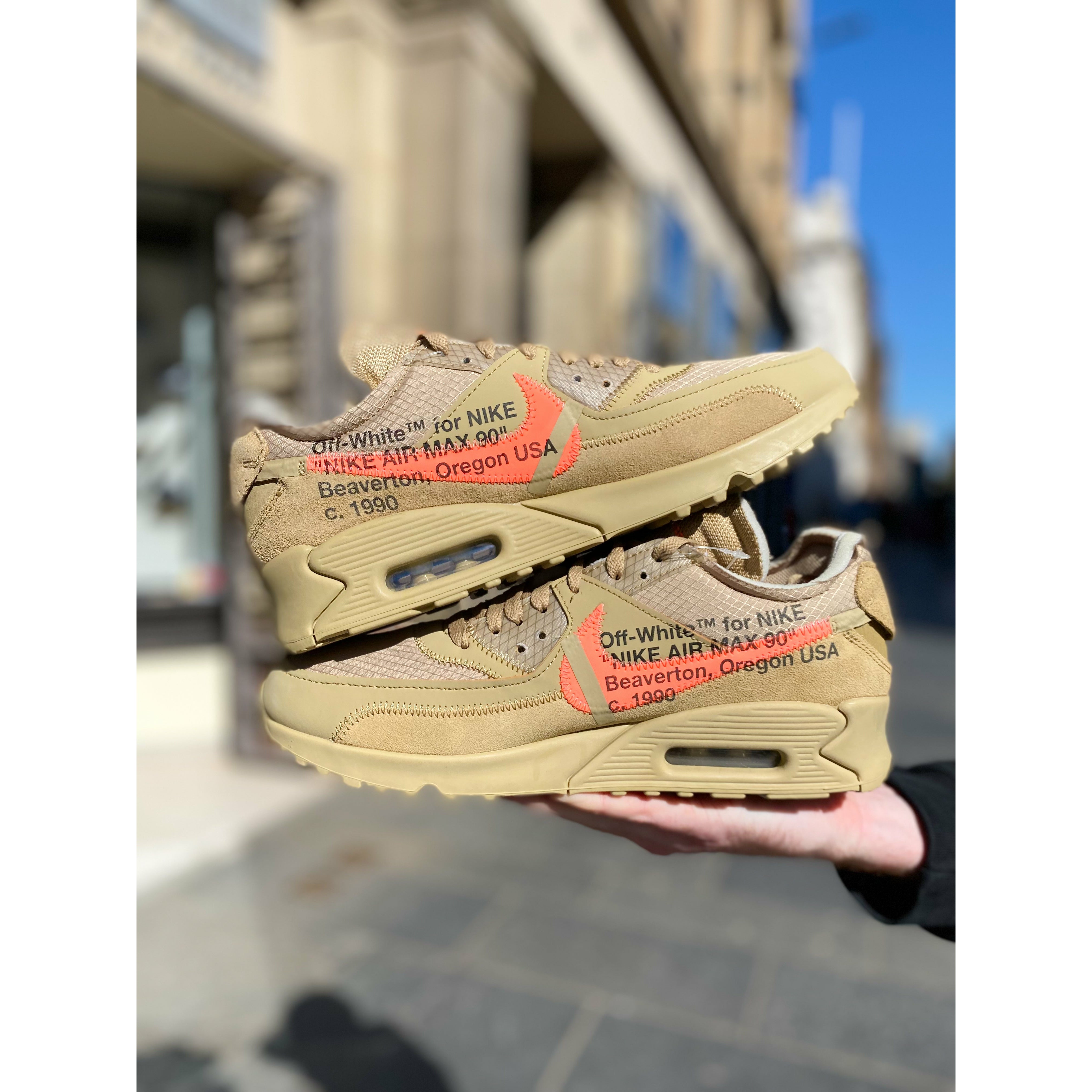 Off white nike air max 90 desert ore outlet retail price