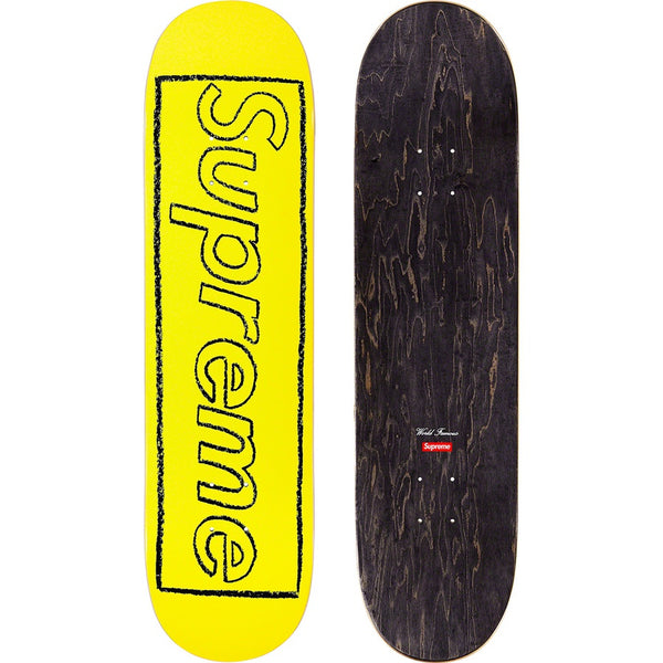 Supreme KAWS Chalk Logo Skateboard Yellow